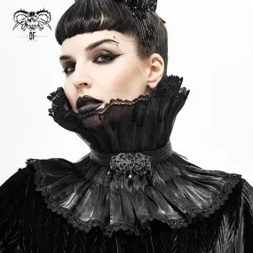 AS07601 Unisex Gothic black pleated high neck collar