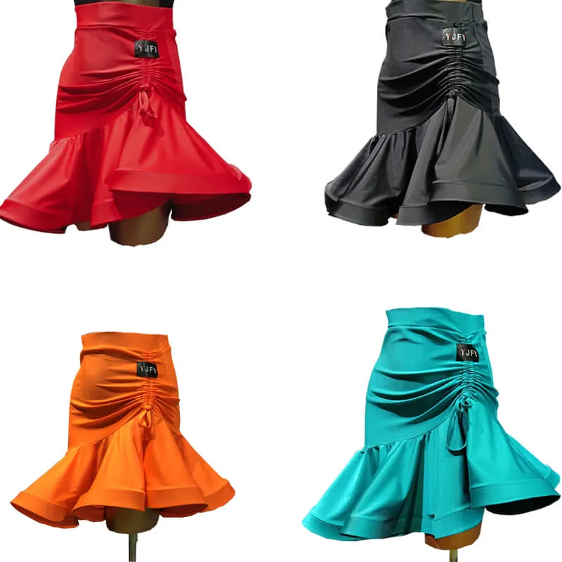 Asymmetric Short Latin Skirt with Drawstring