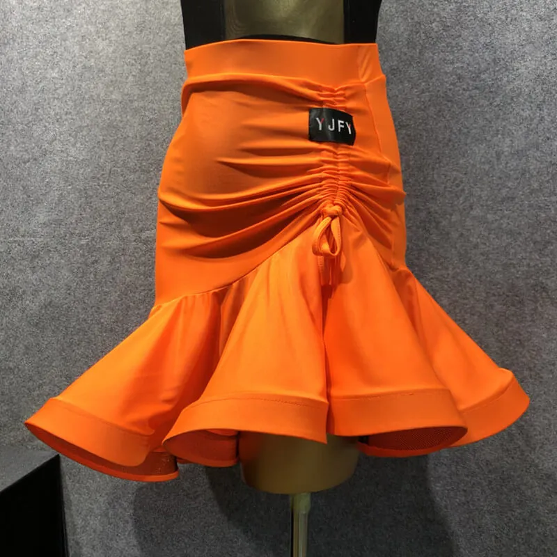 Asymmetric Short Latin Skirt with Drawstring