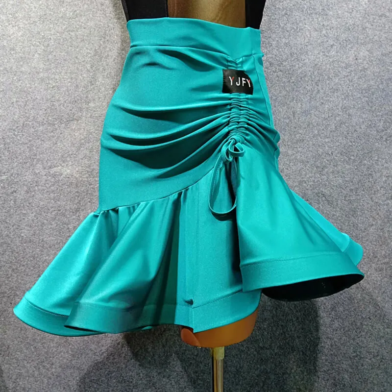 Asymmetric Short Latin Skirt with Drawstring