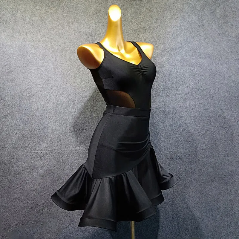 Asymmetric Short Latin Skirt with Drawstring