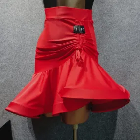 Asymmetric Short Latin Skirt with Drawstring