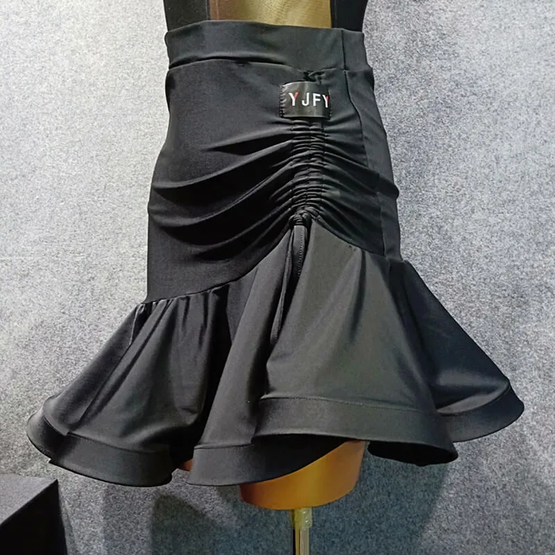 Asymmetric Short Latin Skirt with Drawstring