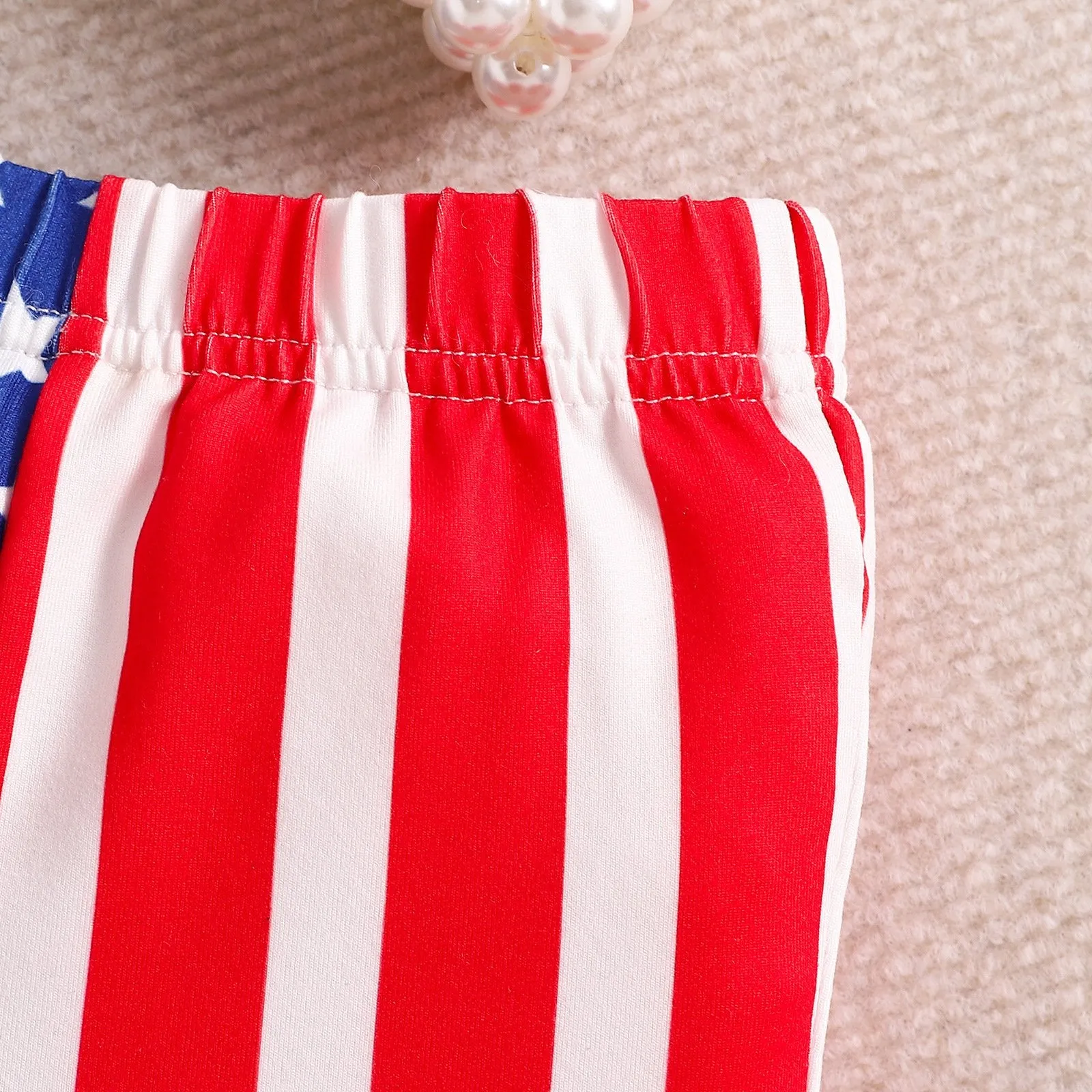 Baby Girl 4th of July Outfit Newborn USA Independence Day T-shirt and Flared Pants Suit