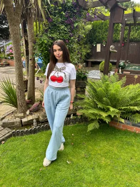 BLUE ELASTICATED OVERSIZED JOGGERS