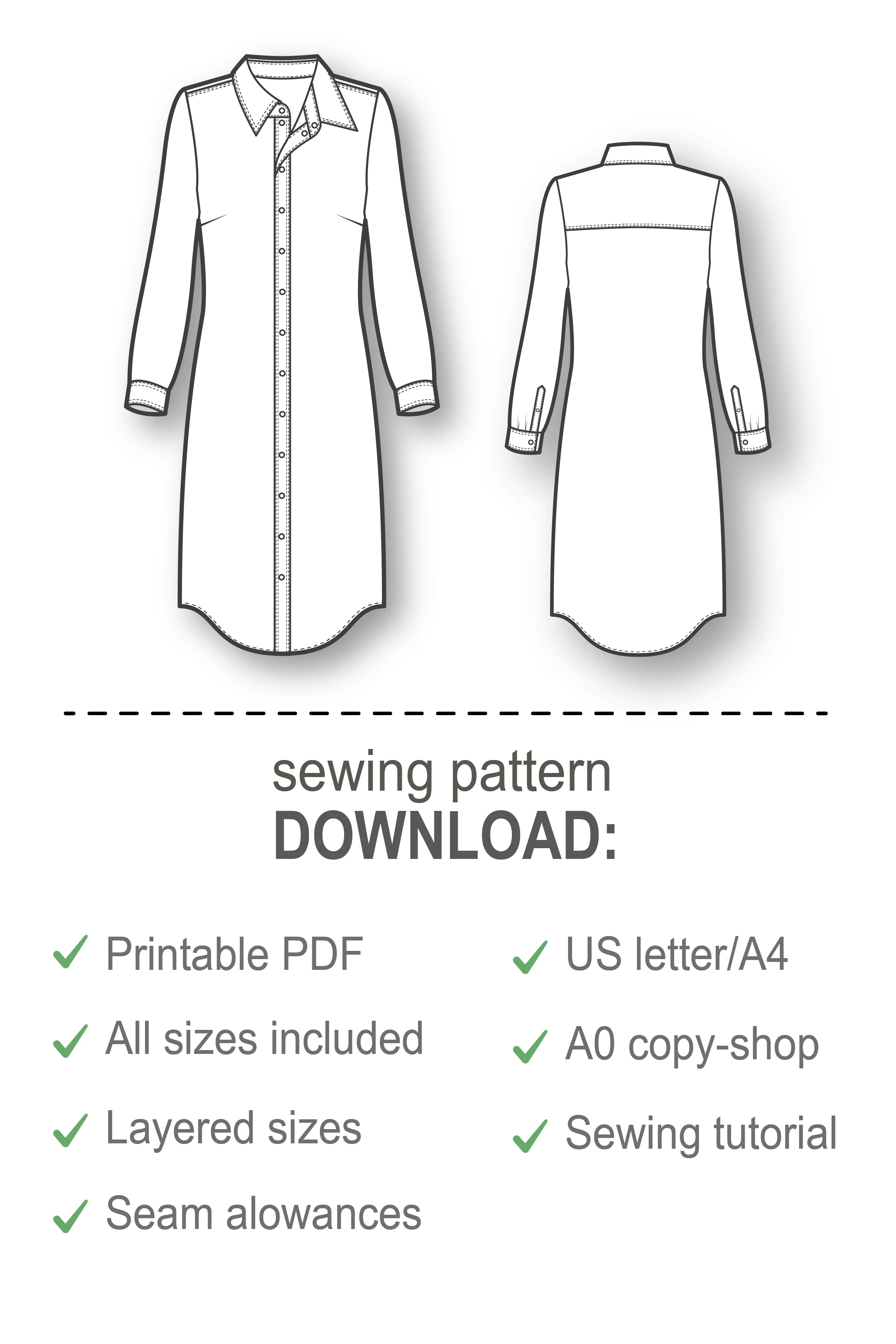 Classic Long Sleeve Shirtdress #2114