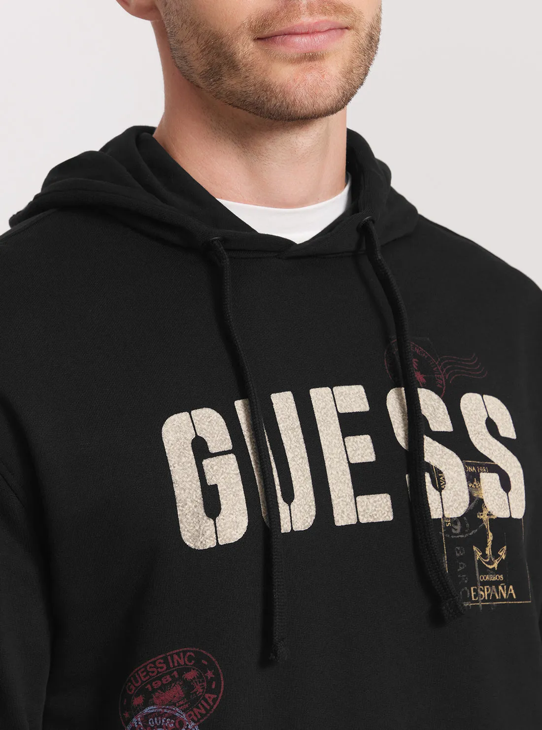 Eco Black World Stamps Hoodie Jumper