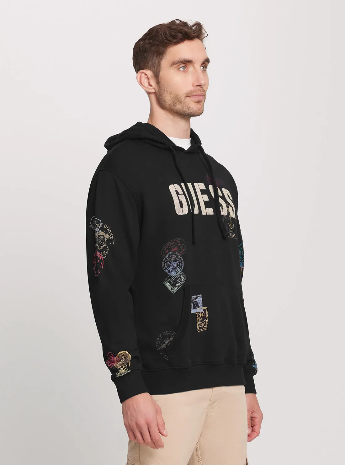 Eco Black World Stamps Hoodie Jumper