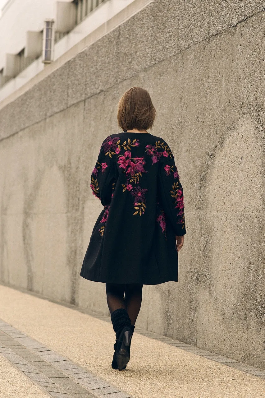 Embroidered Knit Crepe Jacket
