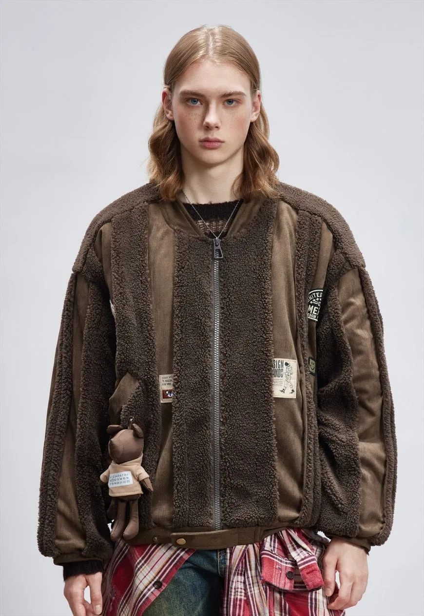 Faux leather racing jacket utility biker bomber PU varsity