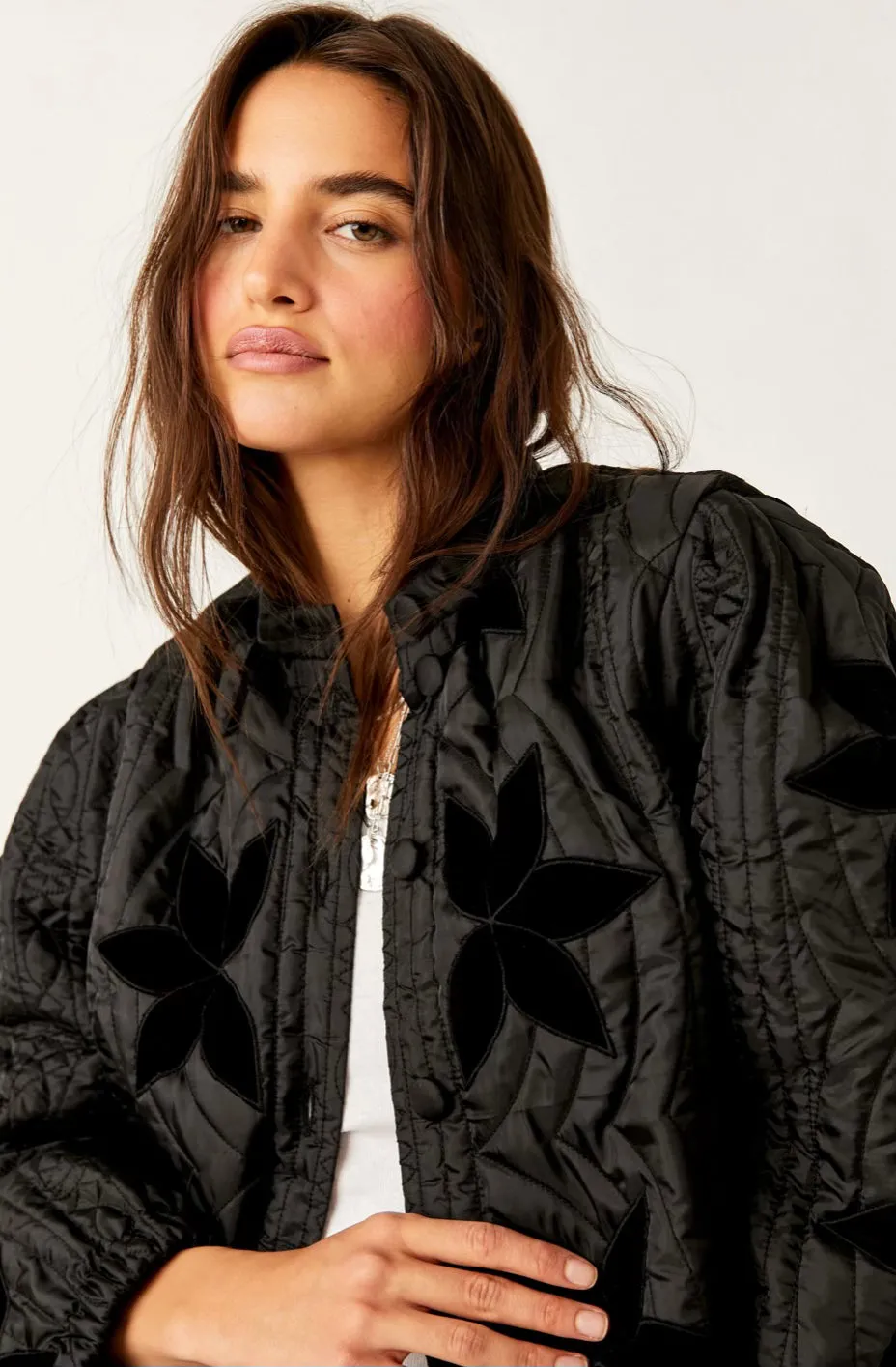 Free people Quinn Quilted Jacket in Black