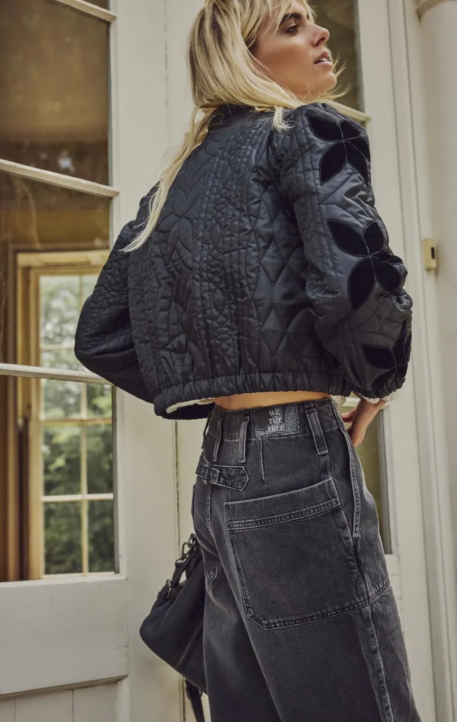 Free people Quinn Quilted Jacket in Black