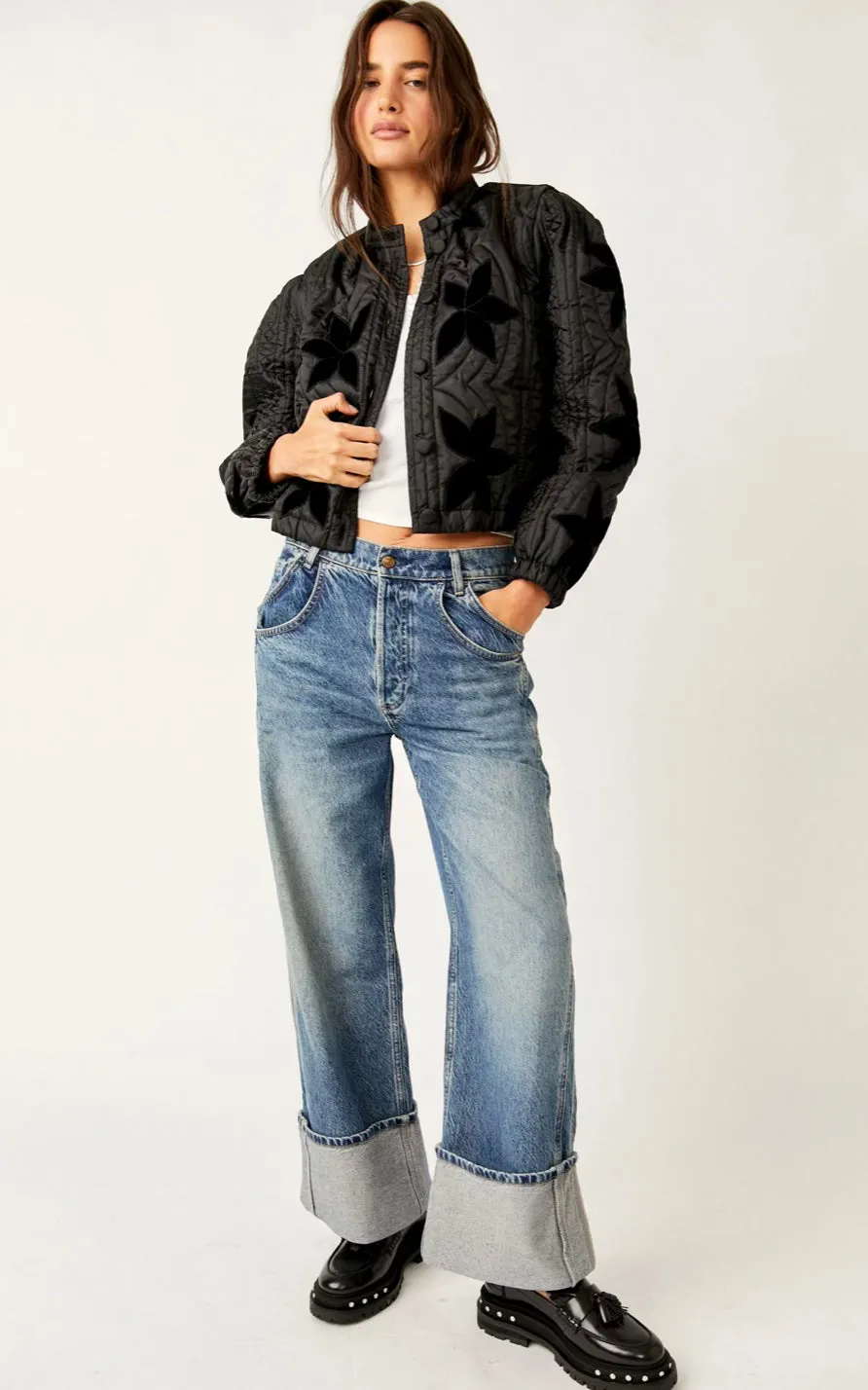 Free people Quinn Quilted Jacket in Black
