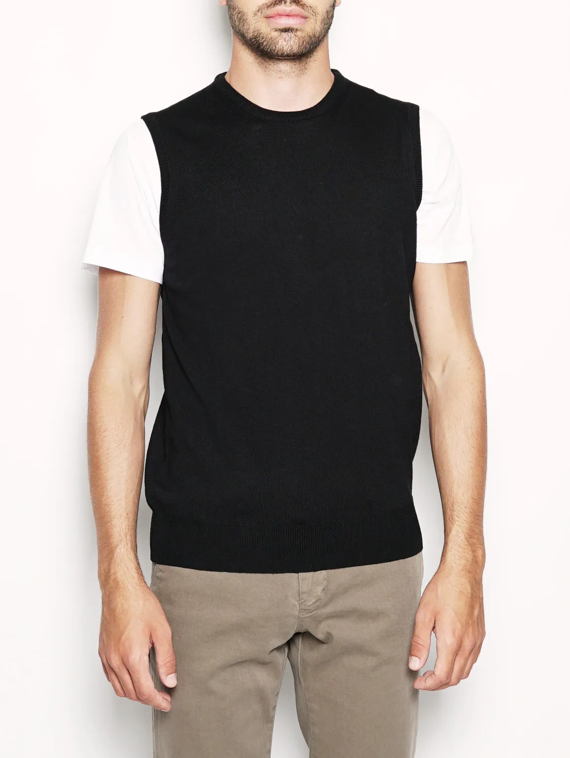 Gilet in Lana Rasata Nero