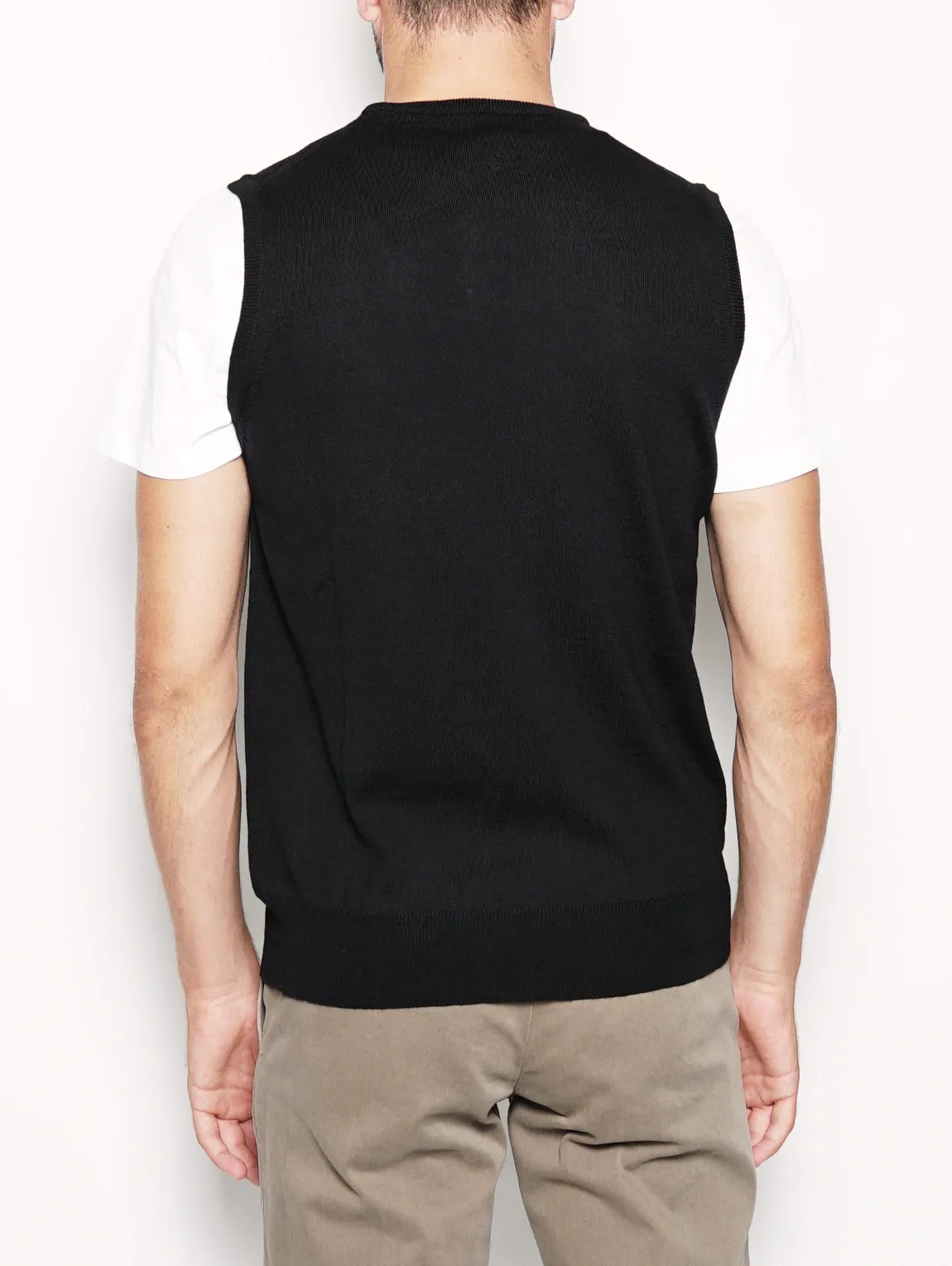 Gilet in Lana Rasata Nero