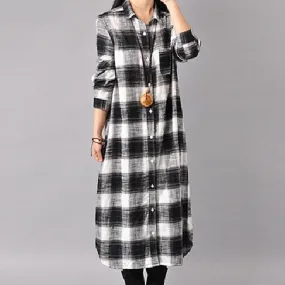 Grunge Style Plaid Shirt Dress