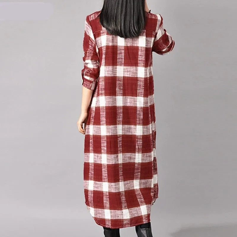 Grunge Style Plaid Shirt Dress