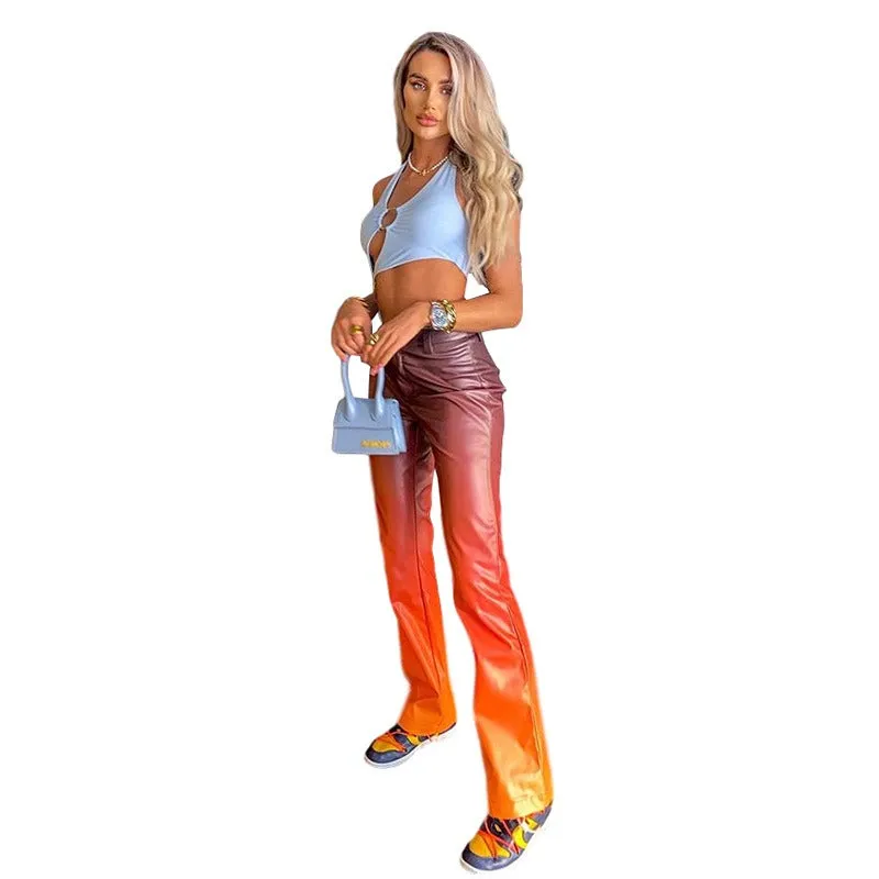 HAISHA: Straight Cut Leder Pants