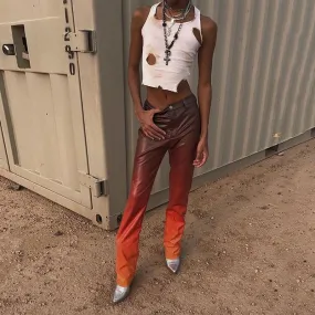 HAISHA: Straight Cut Leder Pants