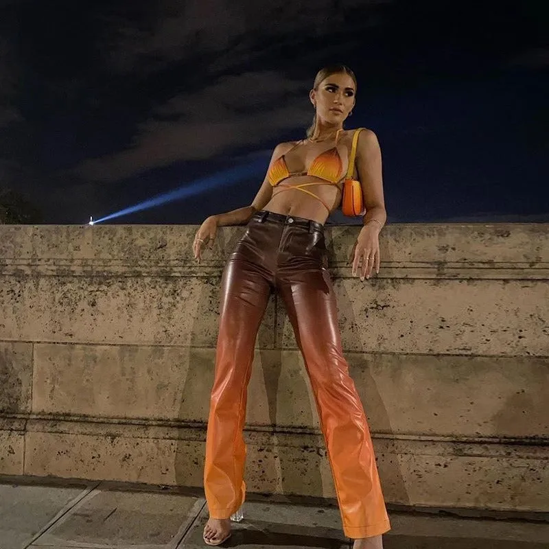 HAISHA: Straight Cut Leder Pants
