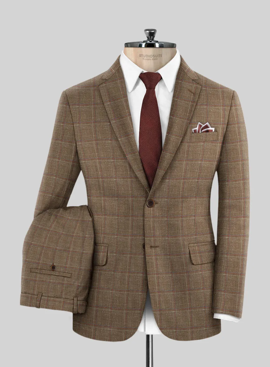 Italian Murano Manole Brown Wool Linen Silk Suit