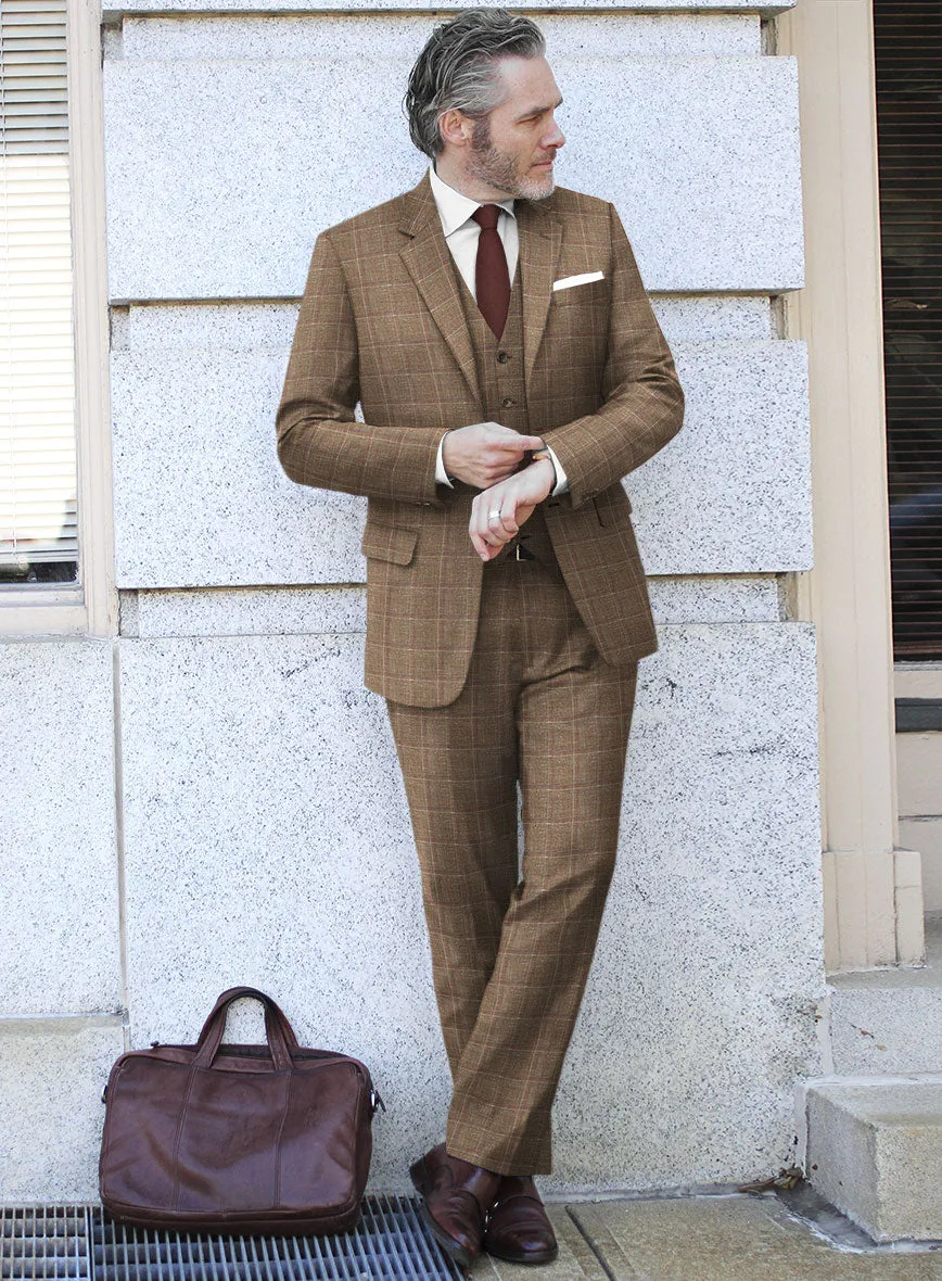 Italian Murano Manole Brown Wool Linen Silk Suit