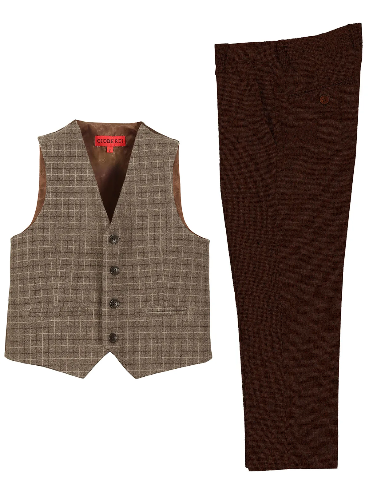 Kid's (2T-7) Plaid Vest Set