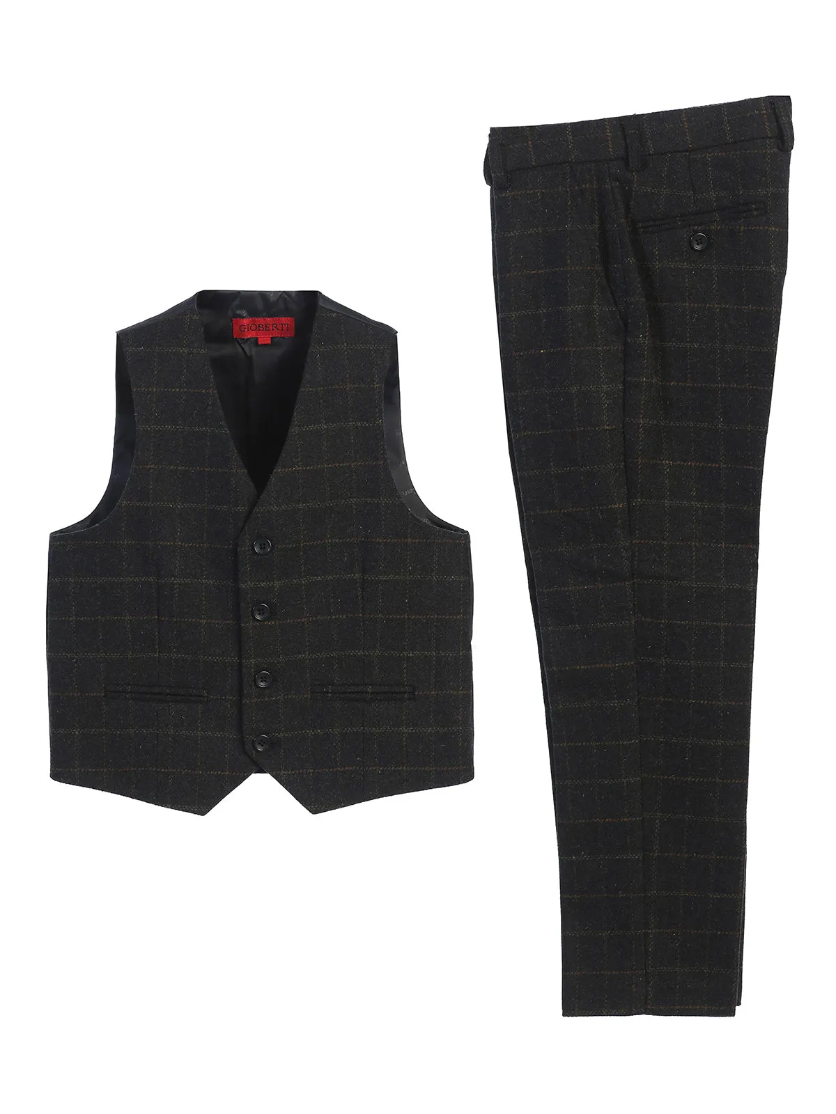 Kid's (2T-7) Plaid Vest Set