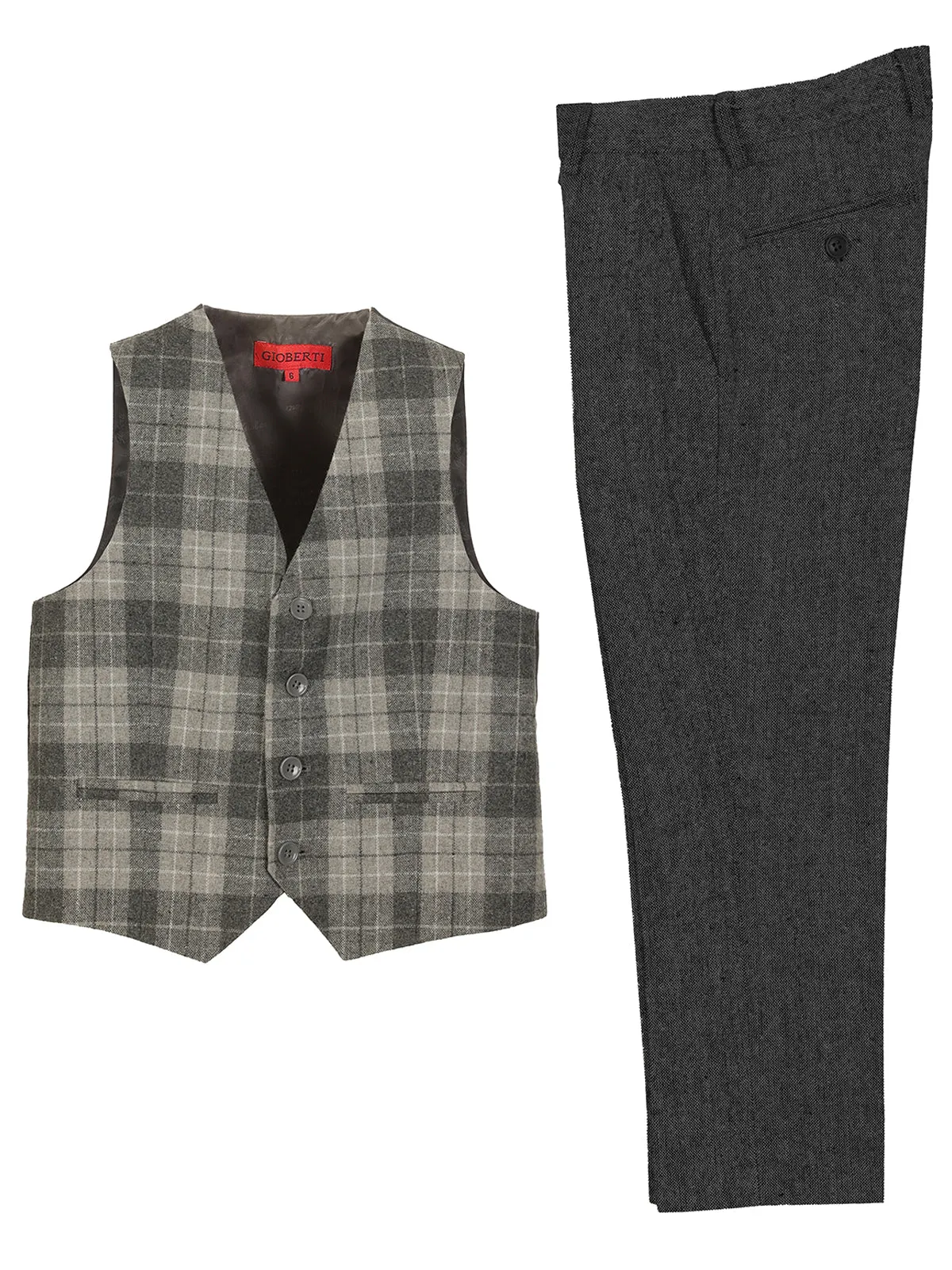 Kid's (2T-7) Plaid Vest Set