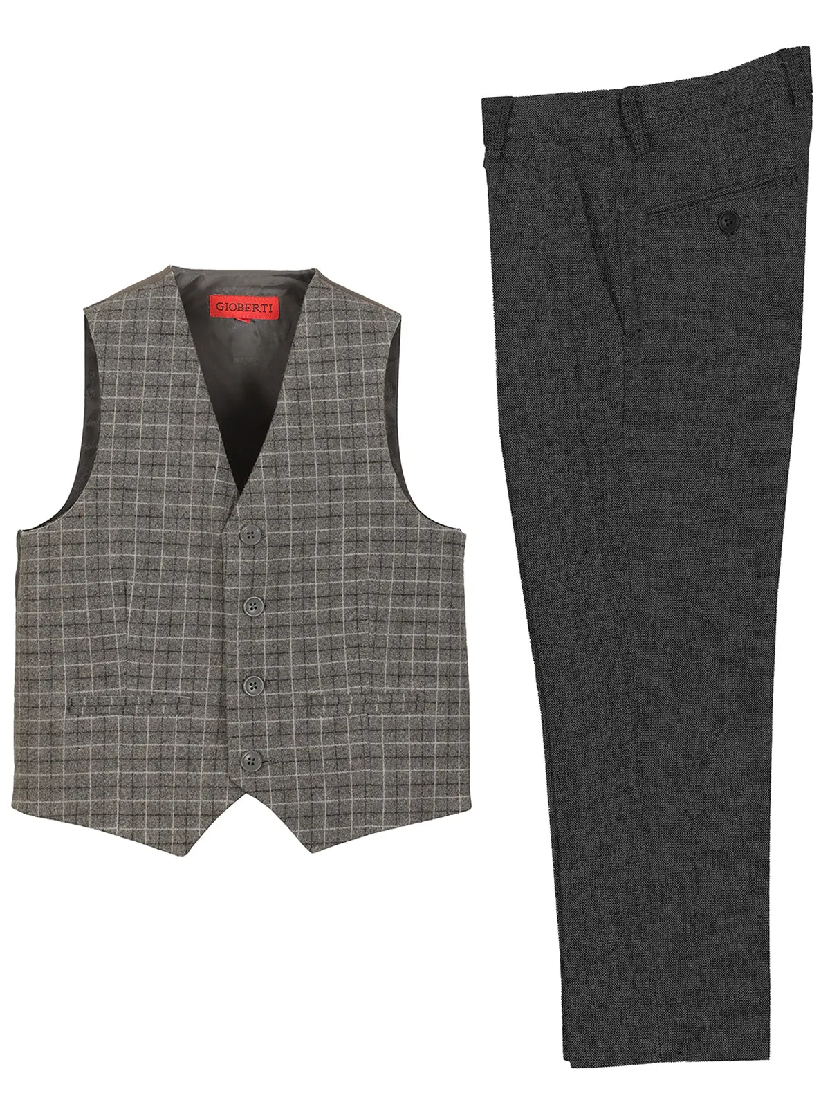 Kid's (2T-7) Plaid Vest Set