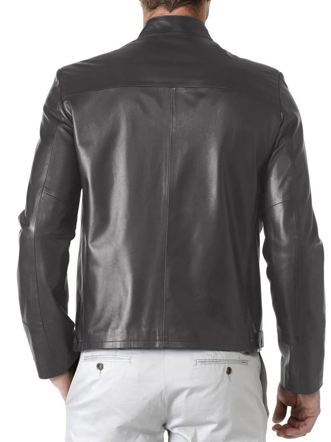 Leather Jackets Hub Mens Genuine Lambskin Leather Jacket (Black, Classic Jacket) - 1501083