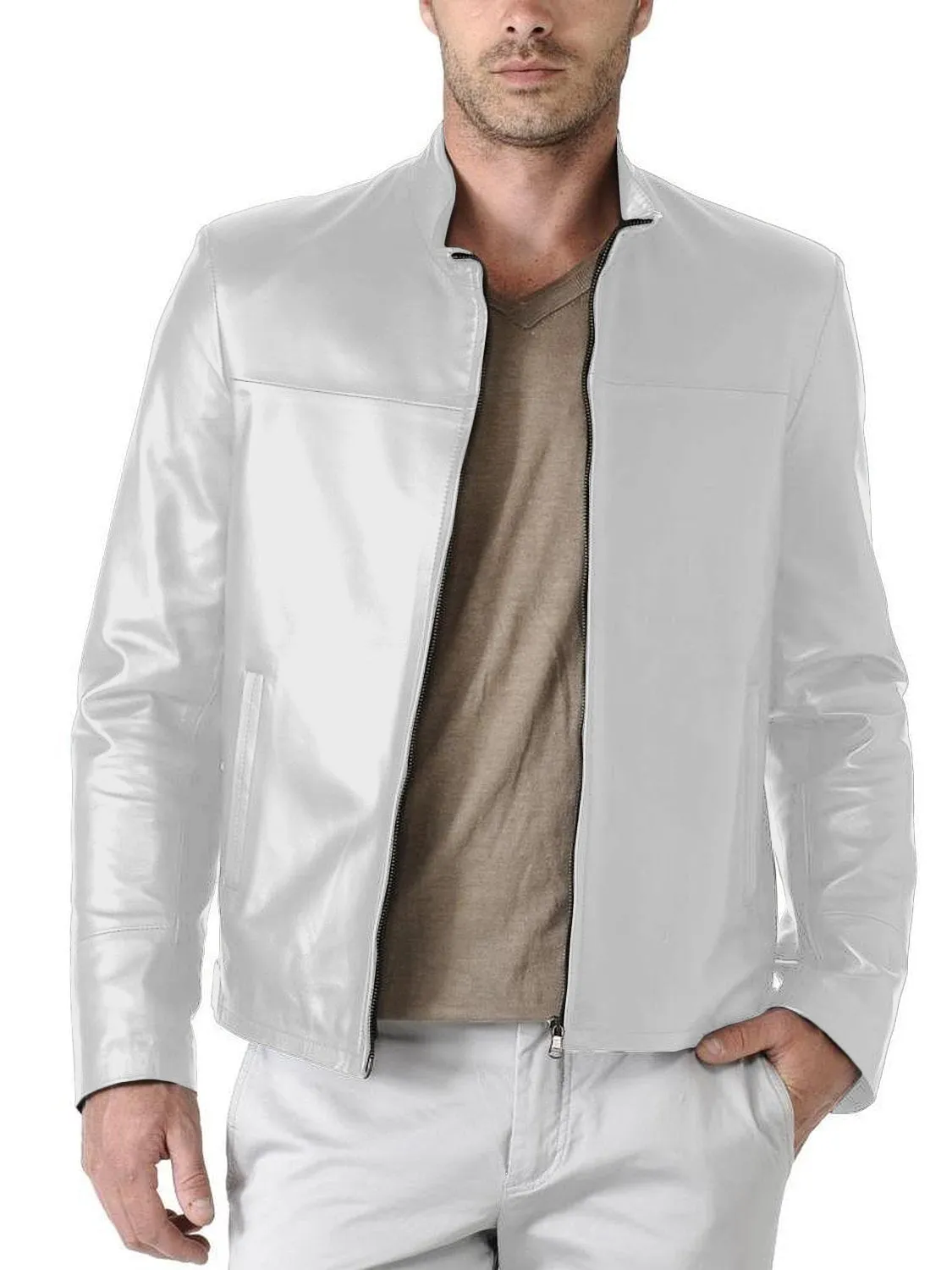 Leather Jackets Hub Mens Genuine Lambskin Leather Jacket (Black, Classic Jacket) - 1501083
