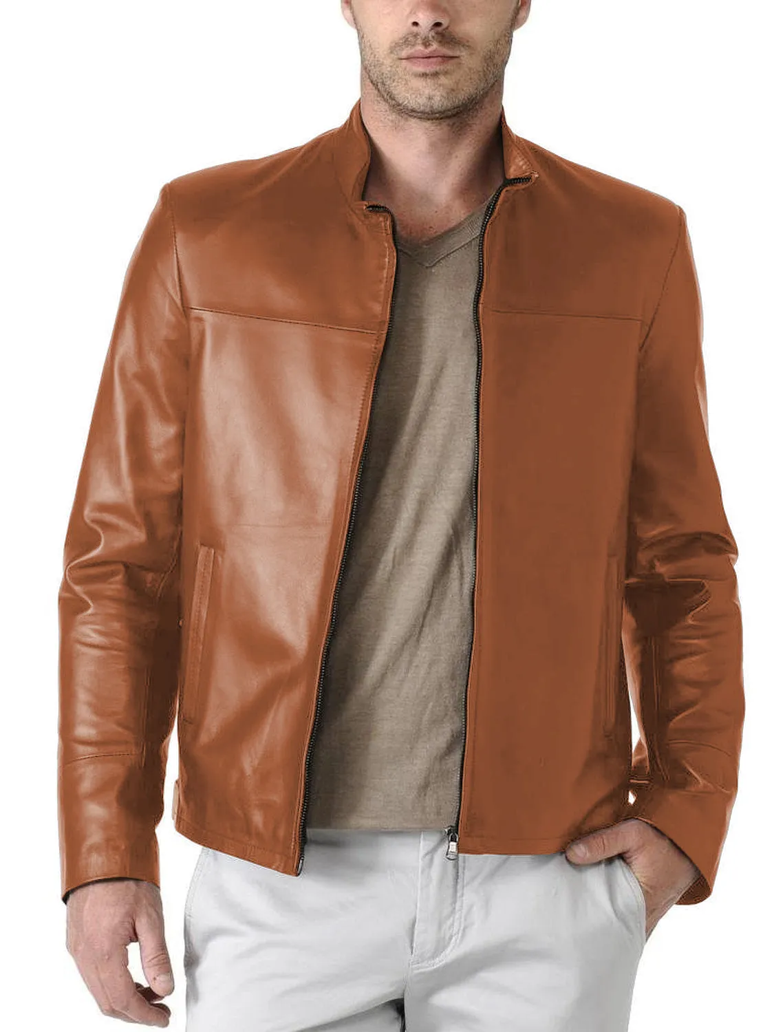Leather Jackets Hub Mens Genuine Lambskin Leather Jacket (Black, Classic Jacket) - 1501083