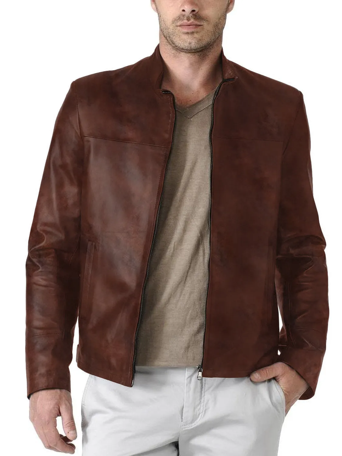 Leather Jackets Hub Mens Genuine Lambskin Leather Jacket (Black, Classic Jacket) - 1501083