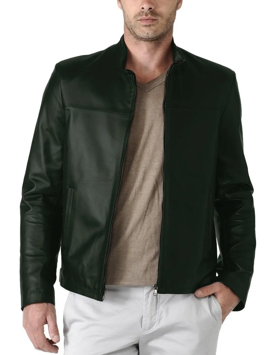 Leather Jackets Hub Mens Genuine Lambskin Leather Jacket (Black, Classic Jacket) - 1501083