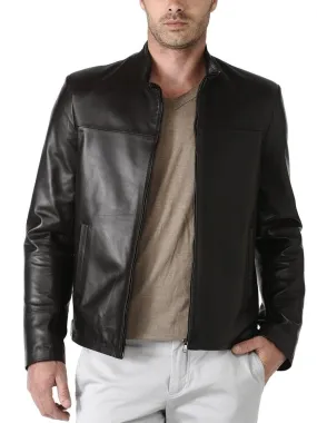 Leather Jackets Hub Mens Genuine Lambskin Leather Jacket (Black, Classic Jacket) - 1501083