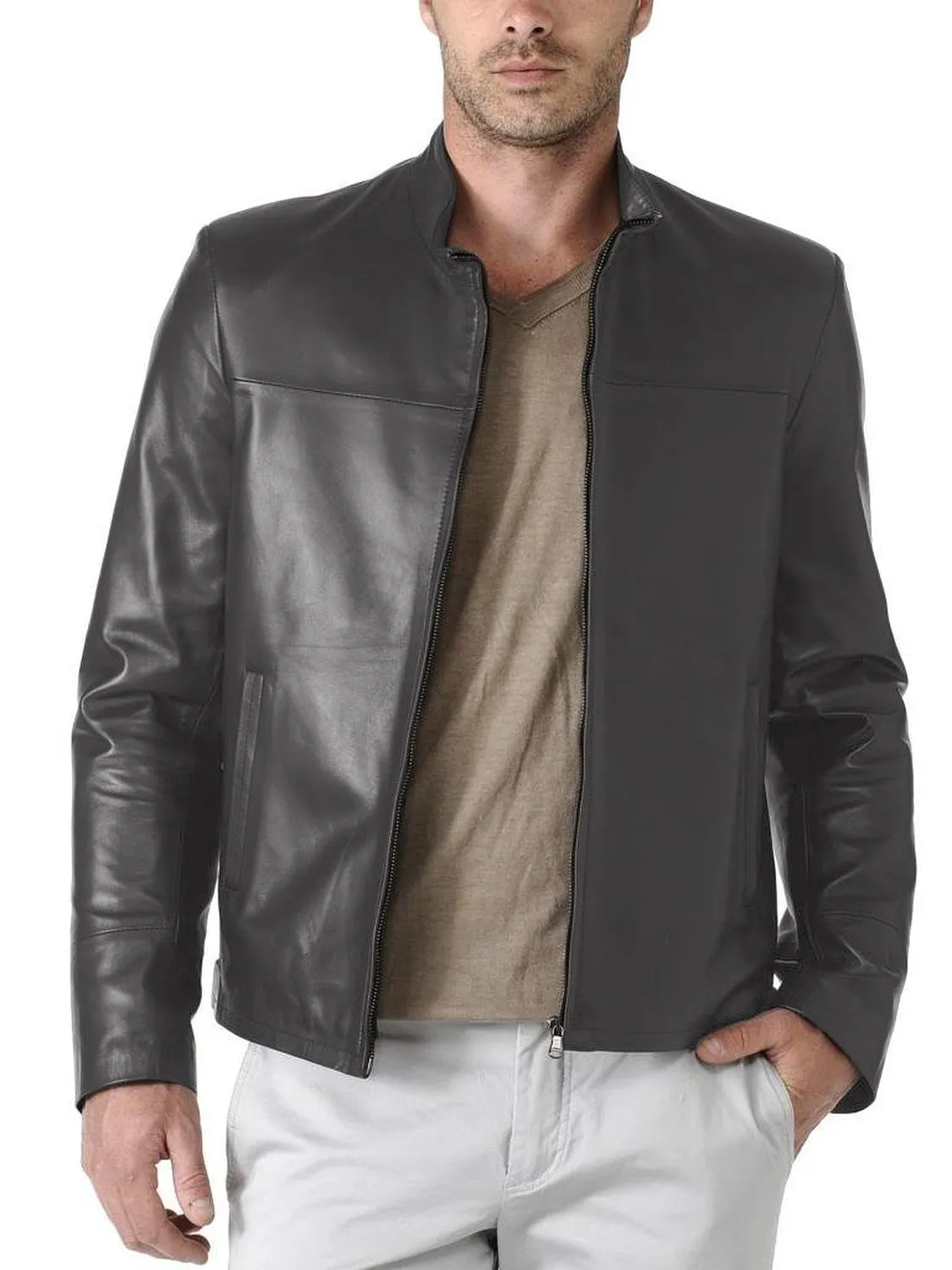 Leather Jackets Hub Mens Genuine Lambskin Leather Jacket (Black, Classic Jacket) - 1501083