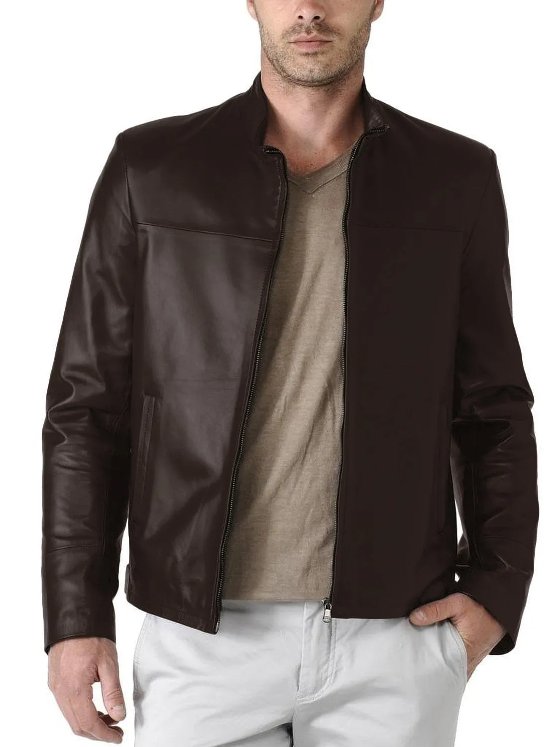 Leather Jackets Hub Mens Genuine Lambskin Leather Jacket (Black, Classic Jacket) - 1501083