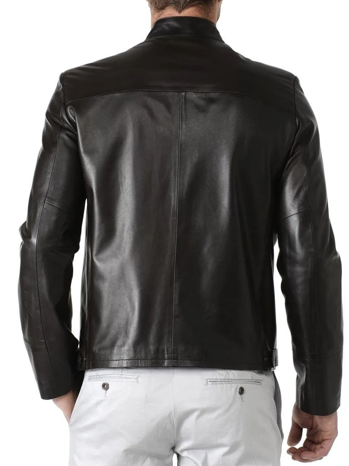 Leather Jackets Hub Mens Genuine Lambskin Leather Jacket (Black, Classic Jacket) - 1501083