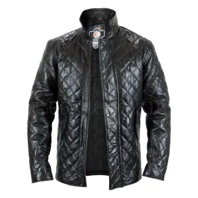 Leather Skin Men Black Quilted Genuine Leather Jacket