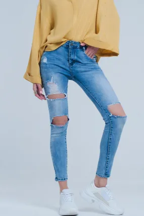 Light Denim Distressed Skinny Jeans