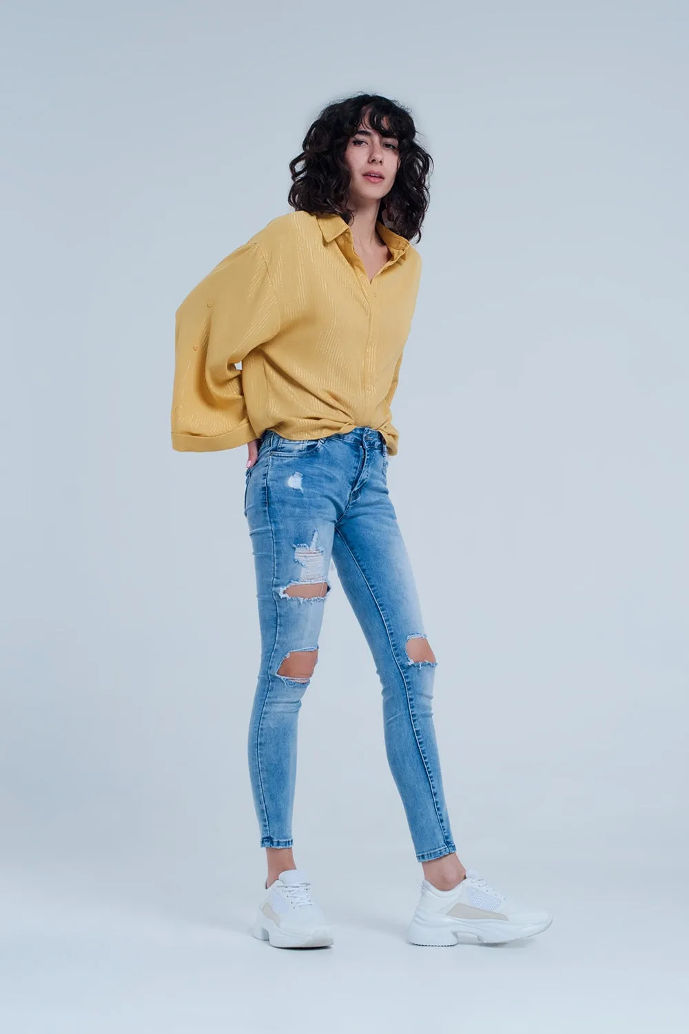 Light Denim Distressed Skinny Jeans