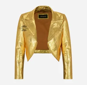 MAXIM Ladies Leather Shrug Silver and Golden Leather Bolero Jacket