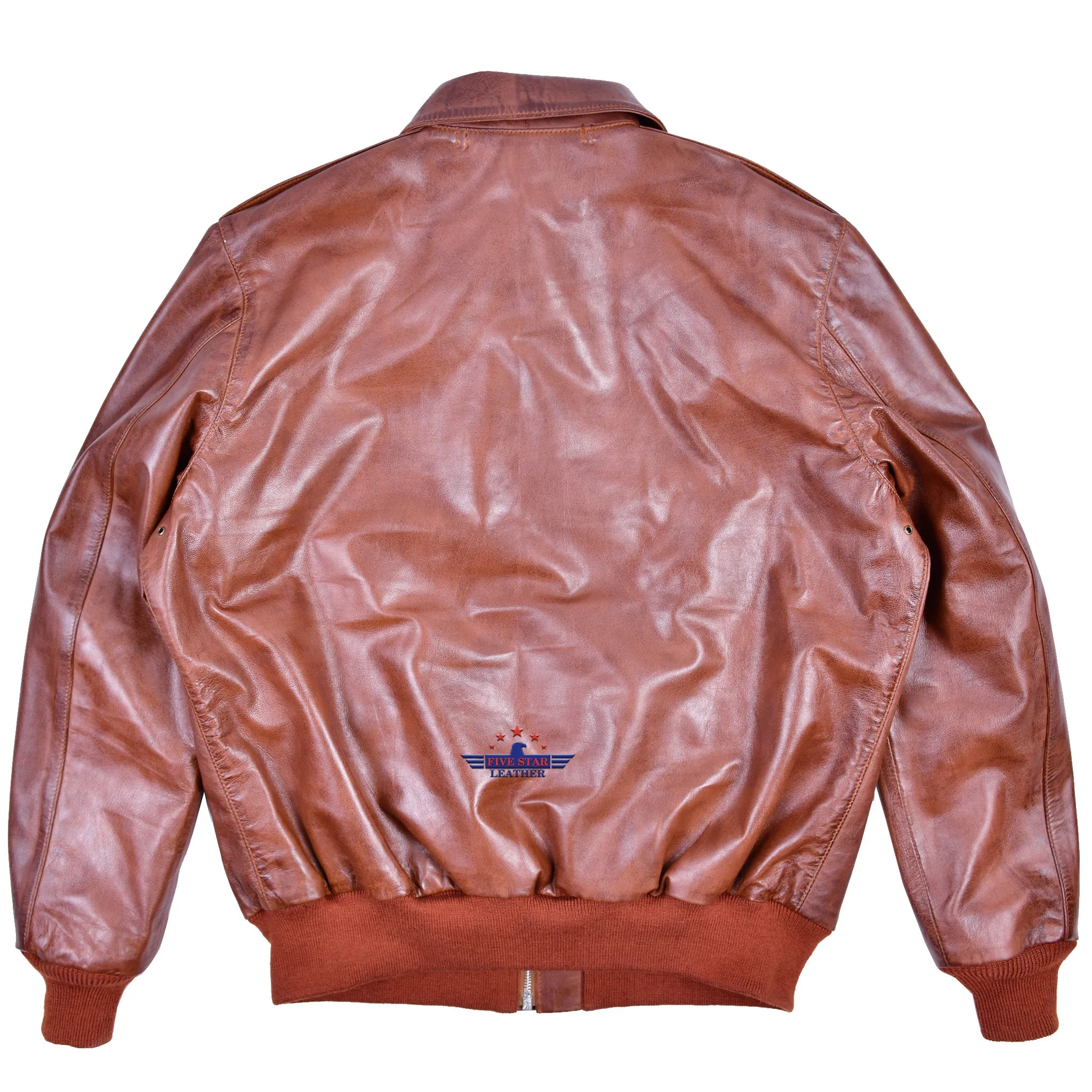 Men A2 Real Leather Aviator Pilot Jacket Bomber Air force Military Russet Brown