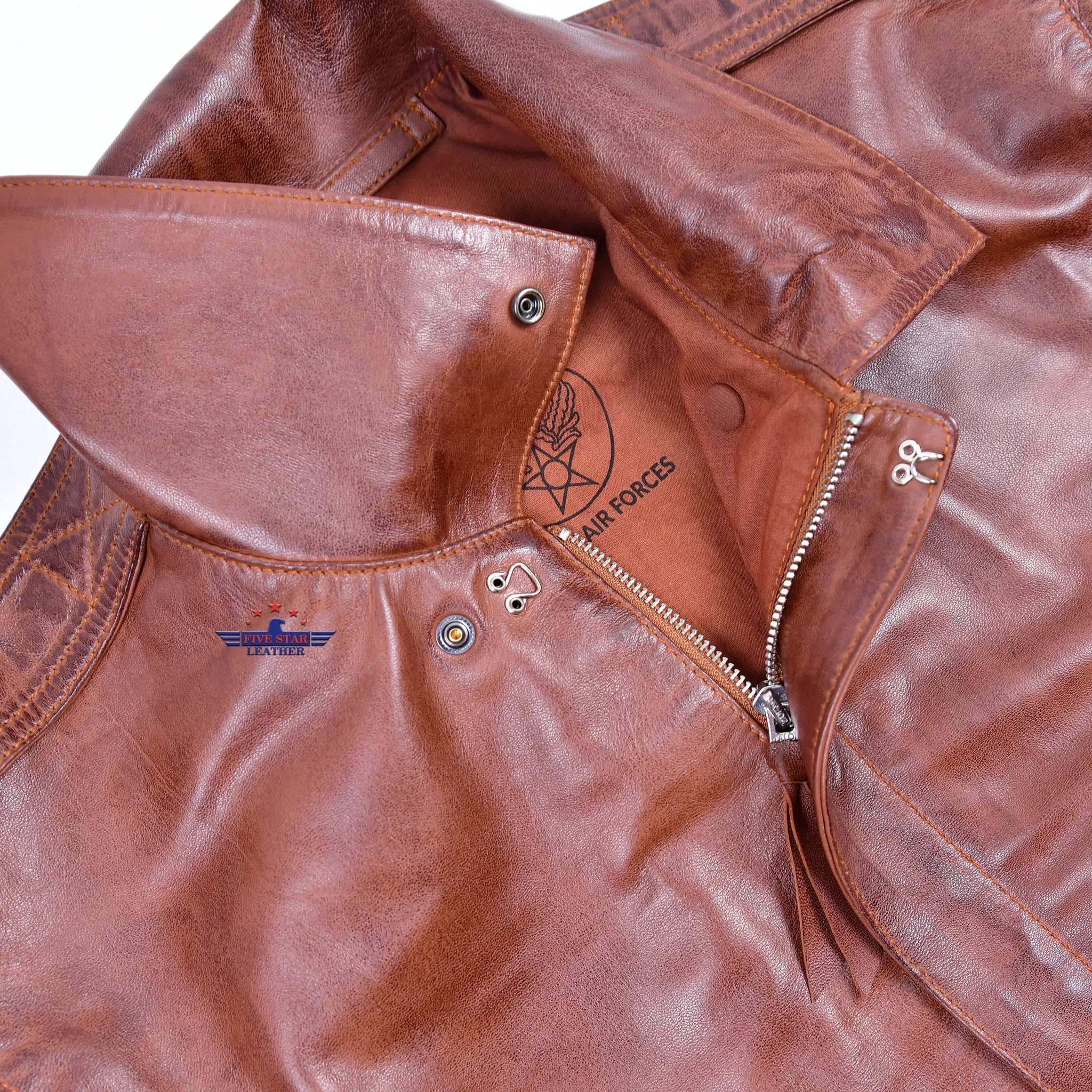 Men A2 Real Leather Aviator Pilot Jacket Bomber Air force Military Russet Brown