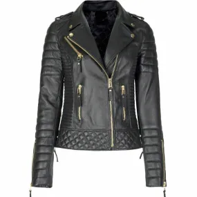 New Genuine Lambskin Leather Slim fit Ladies Jacket, Motorcycle Biker Jacket For Women