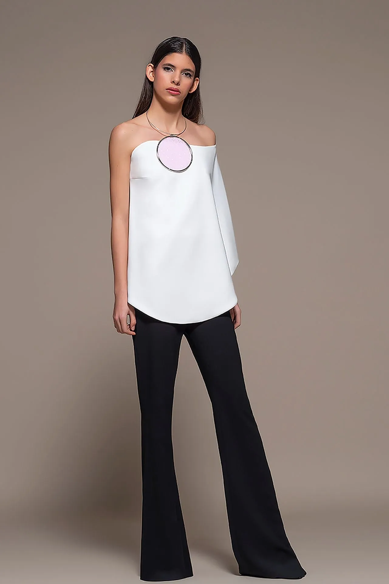 One-Shoulder Loose Bodice and Flared Pants