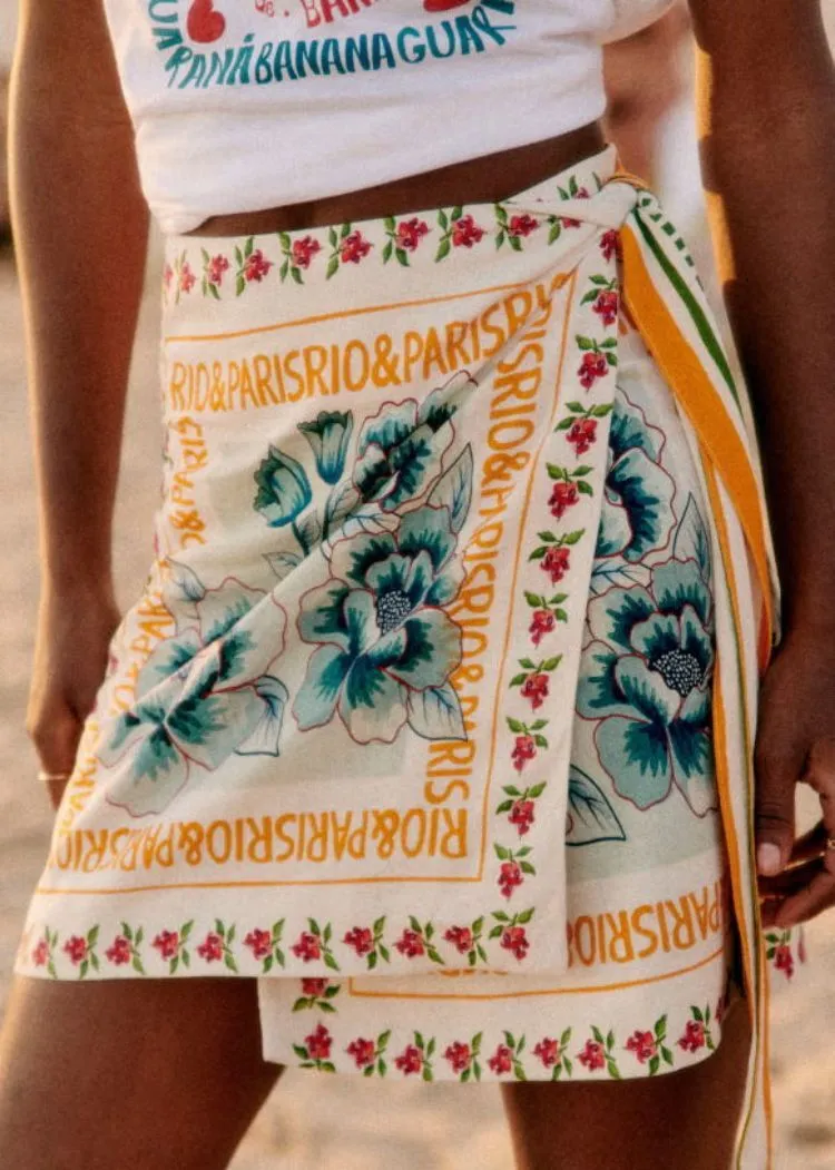 Printed Wrap Skirt