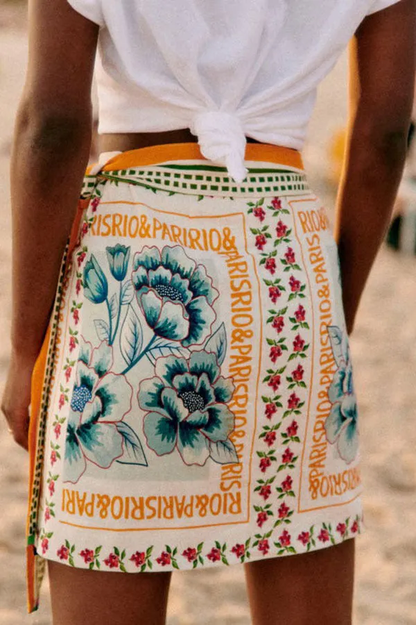 Printed Wrap Skirt