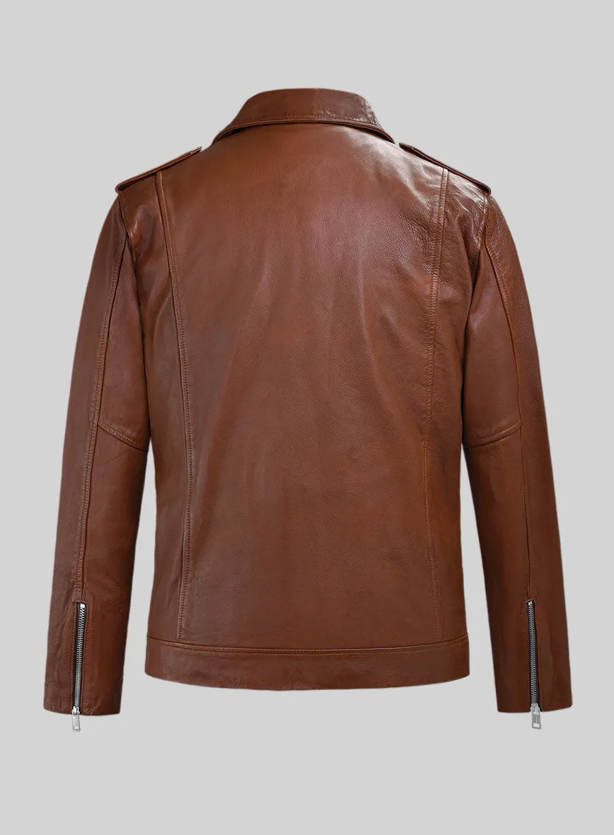 Revolt Tan Biker Leather Jacket